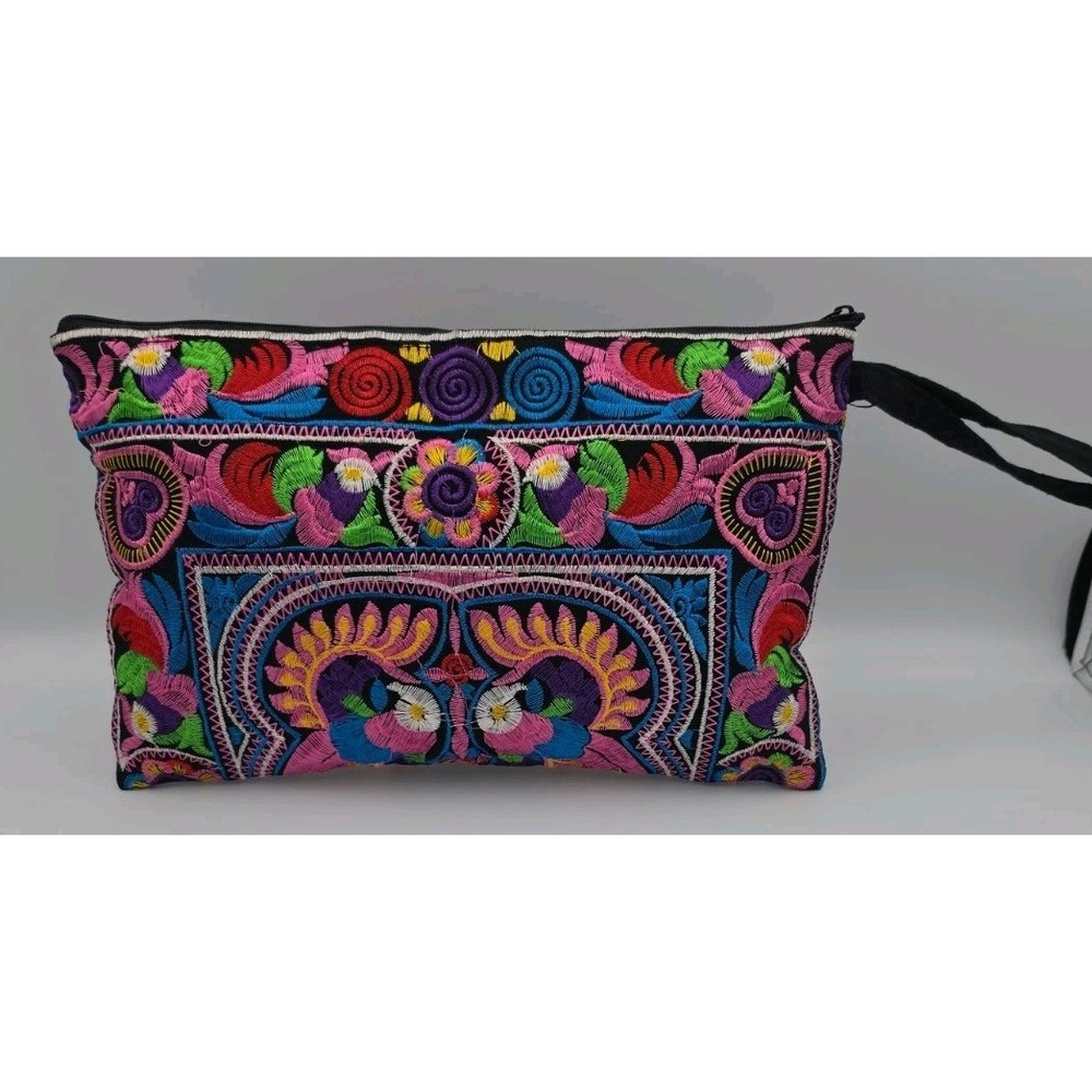 Beautiful Ethnic Thai Hmong Embroidered Clutch Bag Cotton Bag Never Used